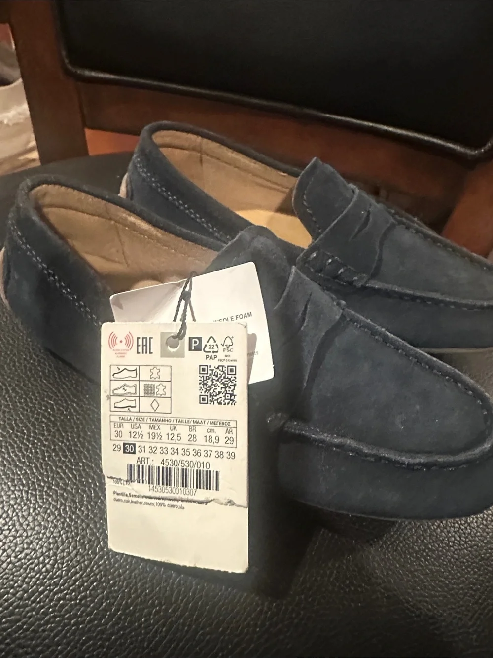 Zara Men's Dark Navy Suede Penny Loafers